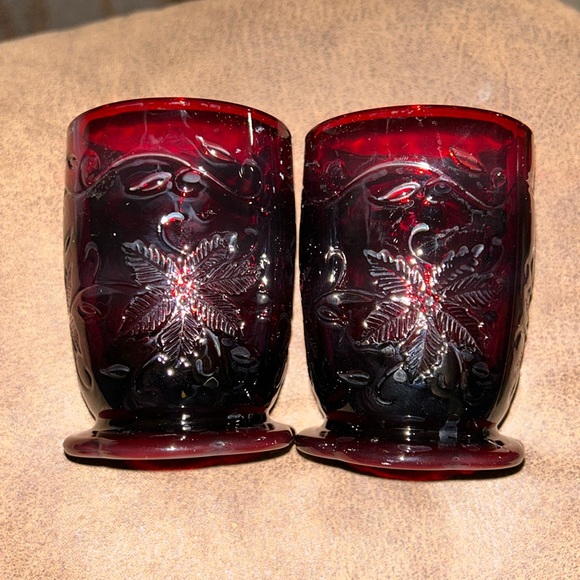 Princess House Other - Princess House Ruby Red Heritage Juice pedestal glasses